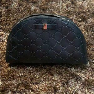 Gucci Black Leather Cosmetic Bag